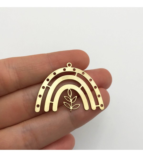 Raw Brass Rainbow Charm, Brass Rainbow Pendant, Rainbow Arch Earring Charm, Laser Cut Jewelry Making Supplies RW-1185