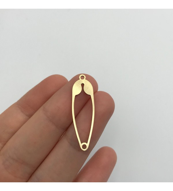 Raw Brass Safety Pin Charm, Safety Pin Earring Charms, Brass Findings, Laser Cut Jewelry Supplies RW-1193