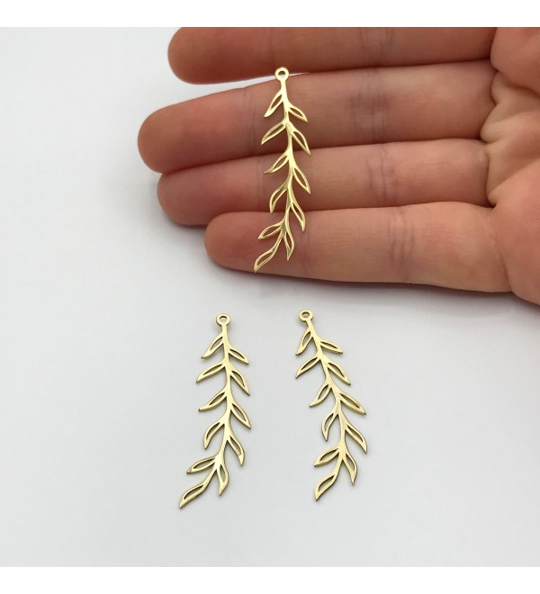 Raw Brass Olive Branch Charm, Branch Pendant, Leaf Charm, Leaf Pendant, Leaf Jewelry, Laser Cut Brass Jewelry Supplies RW-1205