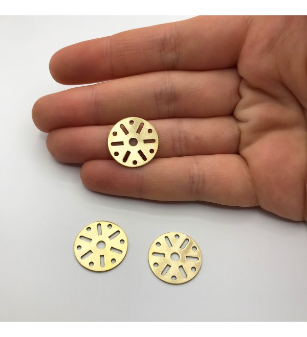 Raw Brass Sun Connector Charm, Round Geometric Connector, Brass Connectors for Jewelry Making, Laser Cut Brass Supplies RW-1208