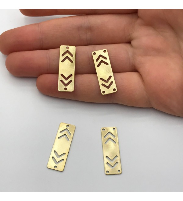 Raw Brass Bar Connector Charm, Arrow Shaped Bar Charm Pendant, Brass Connectors for Jewelry Making, Jewelry Supplies RW-1219