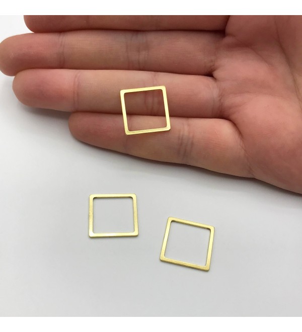 Raw Brass Square Ring Connector Charms, Outline Square Link Charm Pendant, Brass Square Connectors for Jewelry Making RW-1152