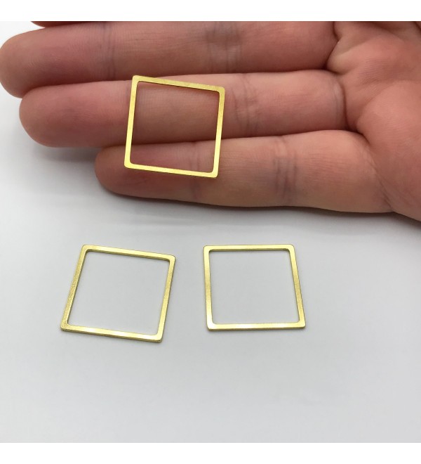 Raw Brass Square Ring Connector Charms, Outline Square Link Charm Pendant, Brass Square Connectors for Jewelry Making RW-1158