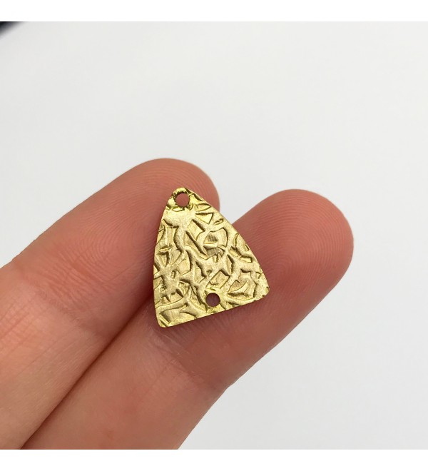 Raw Brass Hammered Textured Triangle Connector Charm Pendant, Geometric Triangle 2 Hole V Connector Earring Charm RW-1176