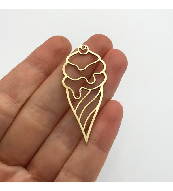 Raw Brass Ice Cream Cone Charm Pendant, Ice Cream Charm, Cone Charm, Summer Charm, Earring Findings, Laser Cut Jewelry Supplies RW-1180