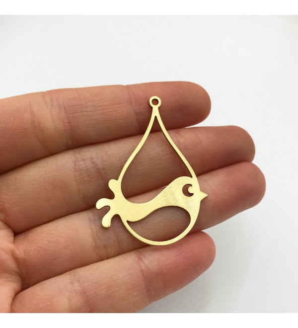 Raw Brass Bird Charm, Bird Pendant, Hummingbird Tweet Bird Charm, Brass Findings Earring Charms, Laser Cut Jewelry Supplies RW-1249