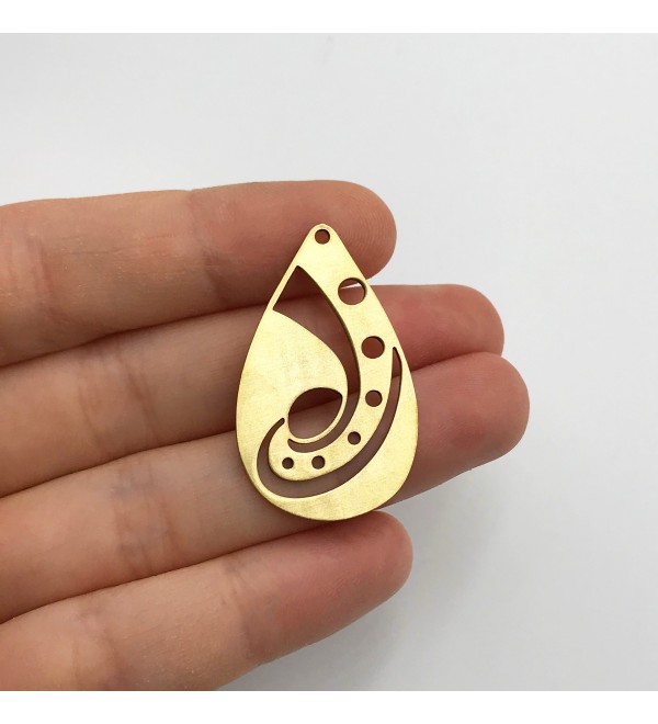 Raw Brass Drop Shaped Geometric Earring Charm, Drop Dangle Earring Charm, Earring Findings, Laser Cut Brass Jewelry Supplies RW-1257