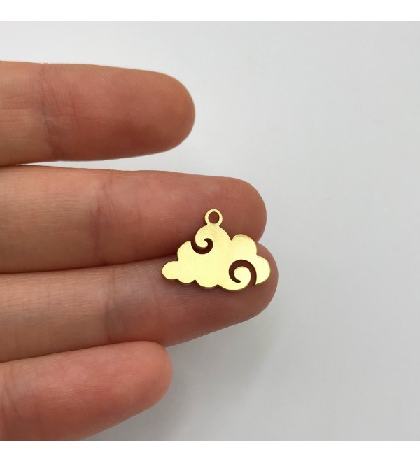 Raw Brass Tiny Cloud Charm, Cloud Pendant, Wind Cloud Charm, Cloud Necklace, Cloud Earring Charm, Laser Cut Jewelry Supplies RW-1261