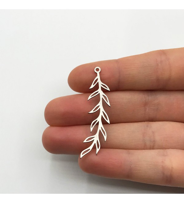 Stainless Steel Olive Branch Charm, Branch Pendant, Leaf Charm, Leaf Pendant, Leaf Jewelry, Laser Cut Steel Jewelry Supplies STL-3205