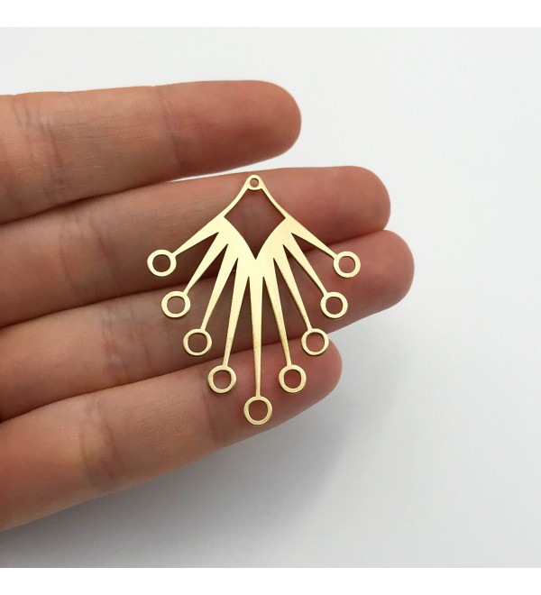 Raw Brass Sun Earring Connector Charm, Sunshine Earring Connector, Brass Earring Findings, Laser Cut Jewelry Supplies RW-1195