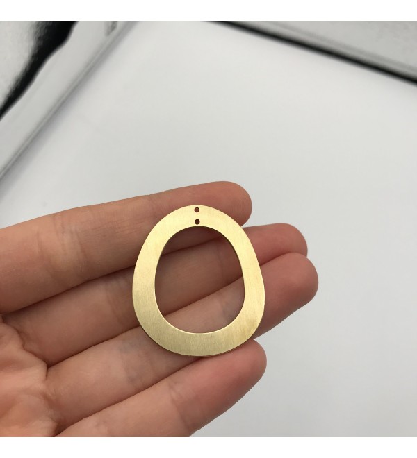 Raw Brass Oval Ring Earring Connector Charm With 2 Holes, Oval Hoop Charm, Oval Circle Earring Connector, Jewelry Supplies RW-1199