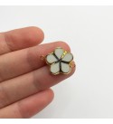 Shiny Gold Plated Flower Shaped Stone Charm, Flower Stone Pendant, Stone Charms for Jewelry Making, Flower Charms, Jewelry Supplies GLD-1068