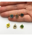 Shiny Gold Plated Tiny Flower Shaped Stone Charms, Czech Beads Flower Pendants, Flower Connectors, Stone Charms for Jewelry Making GLD-1069