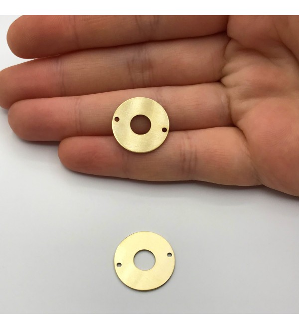 Raw Brass Round Connector Charm, Round Links, 2 Hole Earring Connectors, Brass Earring Findings, Laser Cut Jewelry Supplies RW-1204