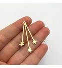 Raw Brass Triple Star Drop Earring Charm, Star Pendant, Star Bar Charm, Celestial Charms for Earring Making, Jewelry Supplies RW-1214