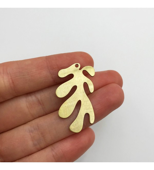 Raw Brass Geometric Leaf Charm, Geometric Leaf Pendant, Brass Connectors, Earring Findings, Laser Cut Jewelry Supplies RW-1284