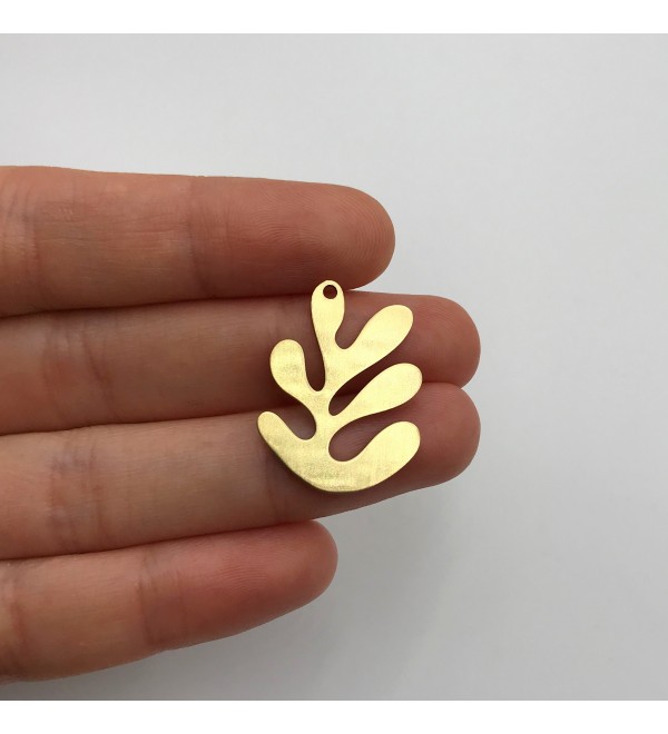 Raw Brass Geometric Leaf Charm, Geometric Leaf Pendant, Brass Findings, Brass Earring Charms, Laser Cut Jewelry Supplies RW-1285