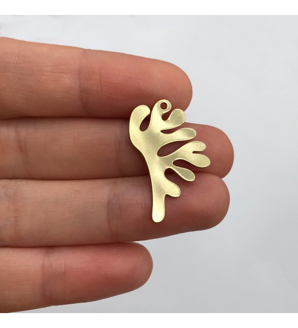 Raw Brass Geometric Leaf Charm, Geometric Leaf Pendant, Brass Findings, Brass DIY Charms, Laser Cut Jewelry Supplies RW-1286