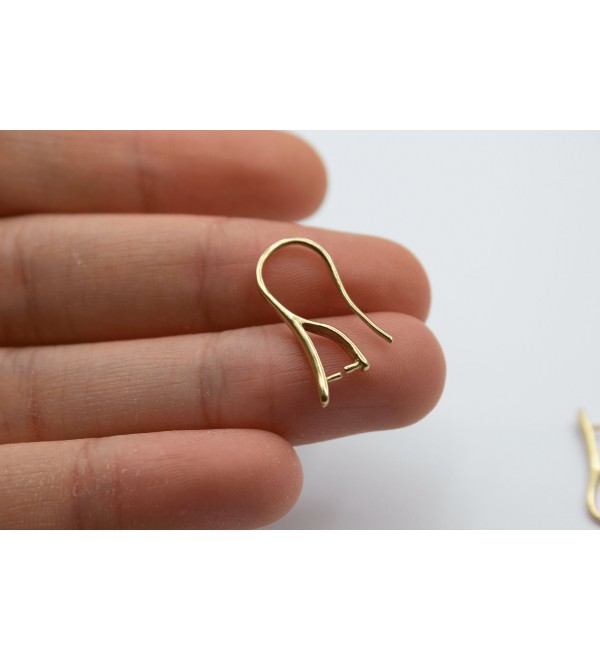 1 Pair Raw Brass Ear Wires, Brass Ear Hooks, Earring Hooks, Jewelry Supplies, Earring Supplies, Earring Findings Components RW-1223