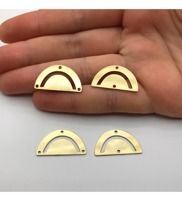 Raw Brass Semi Circle Connector Charm Pendant, Arch D Shaped Connector, Half Moon Earring Connector, Brass Jewelry Supplies RW-1235