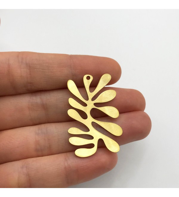 Raw Brass Leaf Charm, Leaf Pendant, Tree Leaves Charm, Geometric Brass Leaf Charm, Leaf Earring, Laser Cut Jewelry Supplies RW-1258