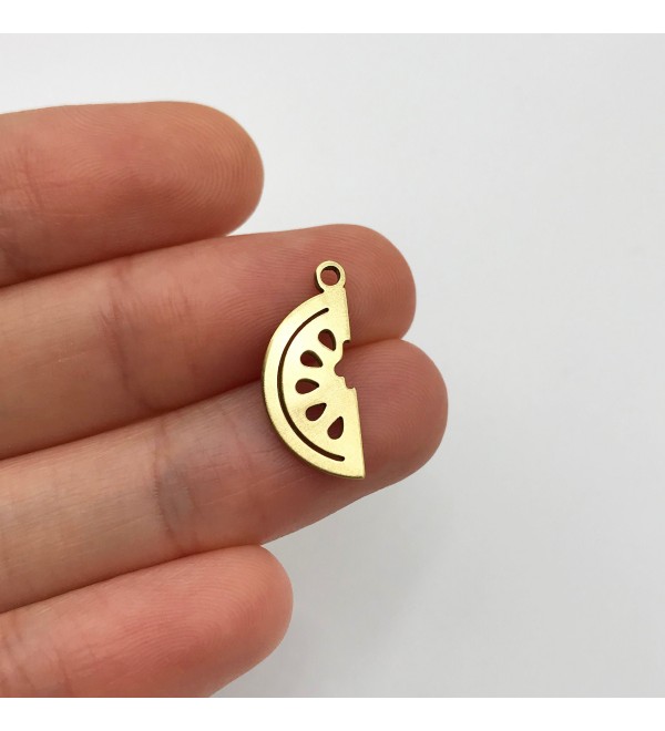 Raw Brass Tiny Watermelon Charm, Watermelon Pendant, Summer Charms, Watermelon Cutout Earring Charm, Laser Cut Jewelry Supplies RW-1262