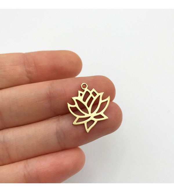 Raw Brass Tiny Lotus Charm, Lotus Pendant, Lotus Necklace, Lotus Earring Charm, Yoga Meditation Charms, Laser Cut Supplies RW-1266