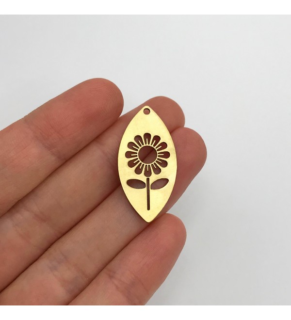 Raw Brass Daisy Flower Charm, Flower Pendant for Jewelry Making, Sunflower Earring Charm, Laser Cut Jewelry Supplies RW-1309