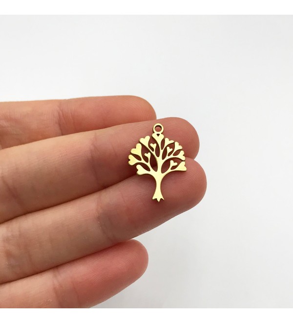 Raw Brass Tiny Tree Charms, Tree of Life Charm Pendant, Heart Tree Necklace Charm, Brass Findings, Laser Cut Jewelry Supplies RW-1273