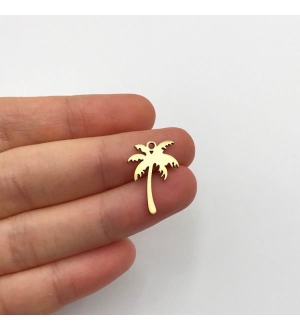 Palm Tree Charm, Palm Tree Pendant, Beach Tree Charms, Tree Necklace Charms, Brass DIY Charms, Laser Cut Jewelry Supplies RW-1274