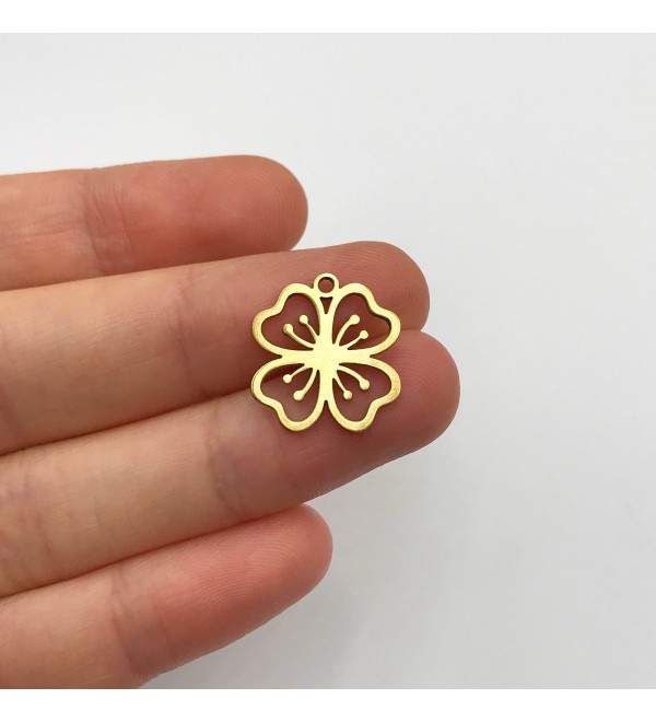 Raw Brass Tiny Flower Charm, Flower Pendant, Floral Charms for Jewelry Making, Flower Earring Charm, Laser Cut Jewelry Supplies RW-1278