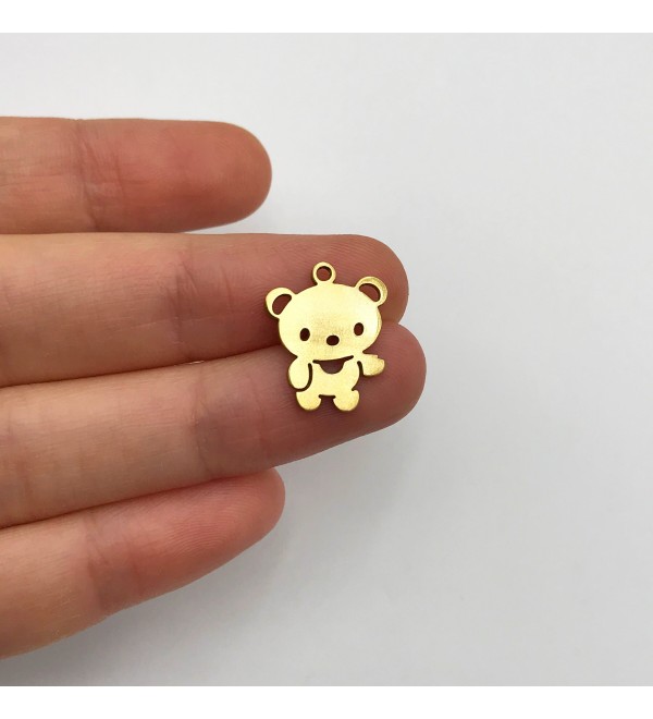 Raw Brass Tiny Teddy Bear Charms, Teddy Bear Pendant, Animal Charms, Brass Earring Findings, Laser Cut Jewelry Supplies RW-1281