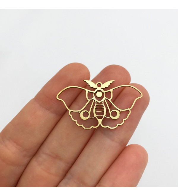 Raw Brass Butterfly Charm Pendant, Moth Charm, Lunar Moth Charm Pendant, Brass Moth Earring Charms, Laser Cut Jewelry Supplies RW-1312