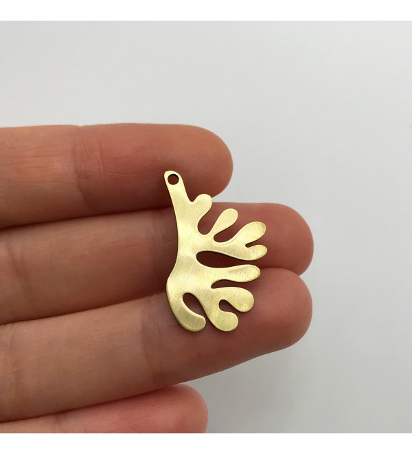 Raw Brass Geometric Leaf Charm, Geometric Leaf Pendant, Brass Charms for Jewelry Making, Laser Cut Jewelry Supplies RW-1287