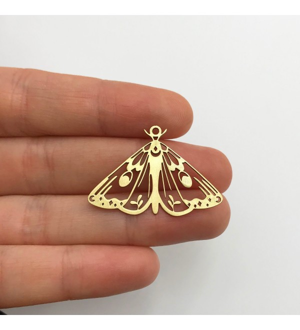 Raw Brass Butterfly Charm, Celestial Butterfly Pendant, Moth Charm, Mystical Charms for Jewelry Making, Jewelry Supplies RW-1288