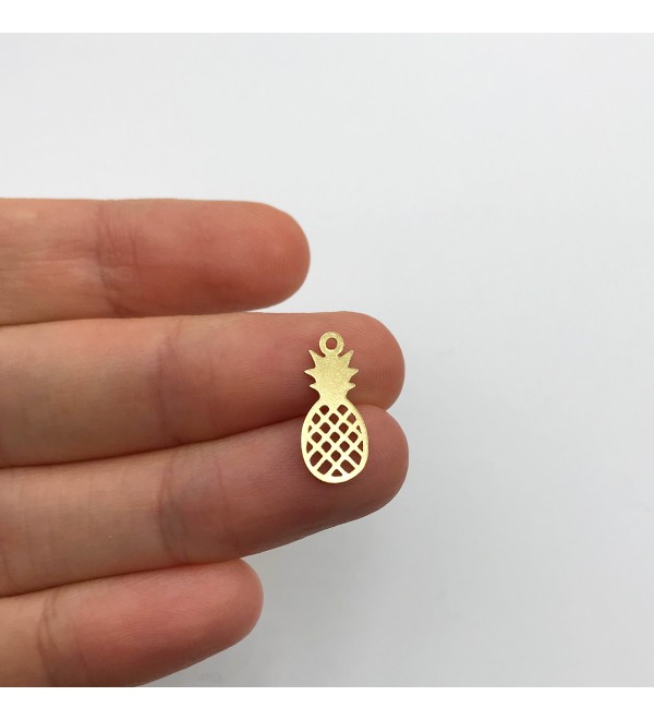 Raw Brass Tiny Pineapple Charm, Pineapple Pendant, Cutout Pineapple Charms for Jewelry Making, Bracelet Anklet Earring Charms RW-1291