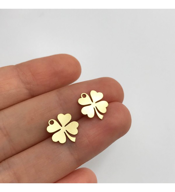 Raw Brass Tiny Four Leaf Clover Charm, Clover Pendant, Laser Cut Clover Charm, Leaf Charms, Brass Findings, Jewelry Supplies RW-1294