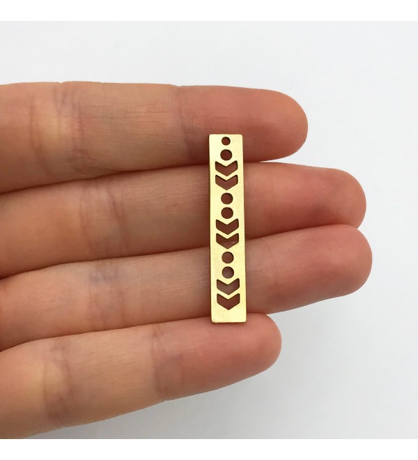 Raw Brass Geometric Bar Charm, Geometric Bar Pendant, Brass Earring Findings, DIY Charms Laser Cut Jewelry Supplies RW-1322