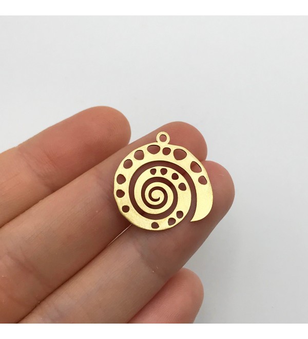 Raw Brass Geometric Sea Shell Charm Pendant, Geometric Spiral Charm,  Swirl Charm, Brass Findings, Laser Cut Jewelry Supplies RW-1324