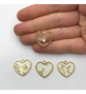 Shiny Gold Plated Heart Shaped Clear Epoxy Resin Charm, Pressed Mother of Pearl Epoxy Resin Pendant, Resin Charms, Jewelry Supplies GLD-1081