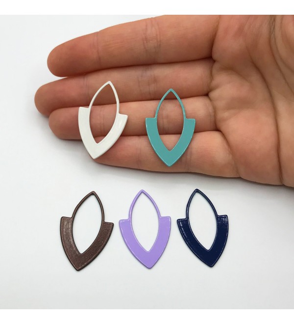 Painted Stainless Steel Geometric Earring Connector, Almond Shaped Earring Connector Charm Pendant, Laser Cut Earring Findings PTD-1005