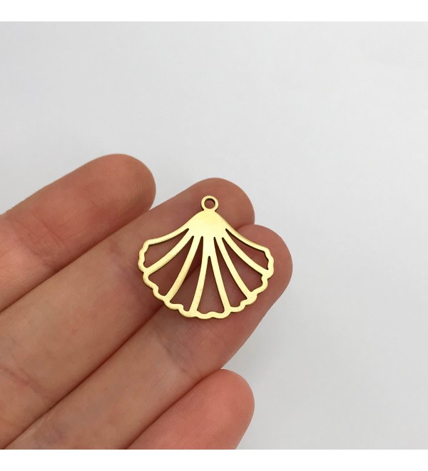 Raw Brass Seashell Charm, Seashell Pendant, Oyster Shell Clam Charm, Marine Charms Earring Findings, Laser Cut Jewelry Supplies RW-1303