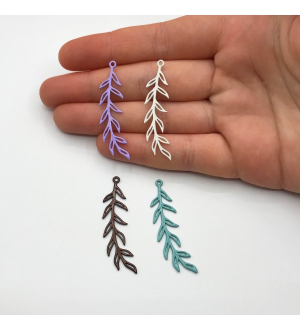 Painted Stainless Steel Olive Branch Charm Pendant, Leaf Charm, Leaf Pendant, Leaf Jewelry, Laser Cut Steel Jewelry Supplies PTD-1003