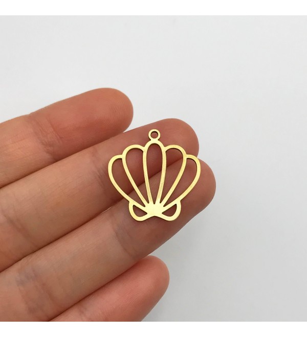 Raw Brass Seashell Charm, Seashell Pendant, Oyster Shell Clam Charm, Marine Charms Earring Findings, Laser Cut Jewelry Supplies RW-1310