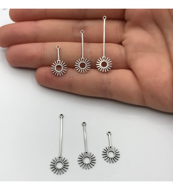 2pcs Stainless Steel Sun Stick Charm Pendant, Drop Dangle Sun Earring Charm, Celestial Charms for Jewelry Making, Jewelry Supplies STL-3168