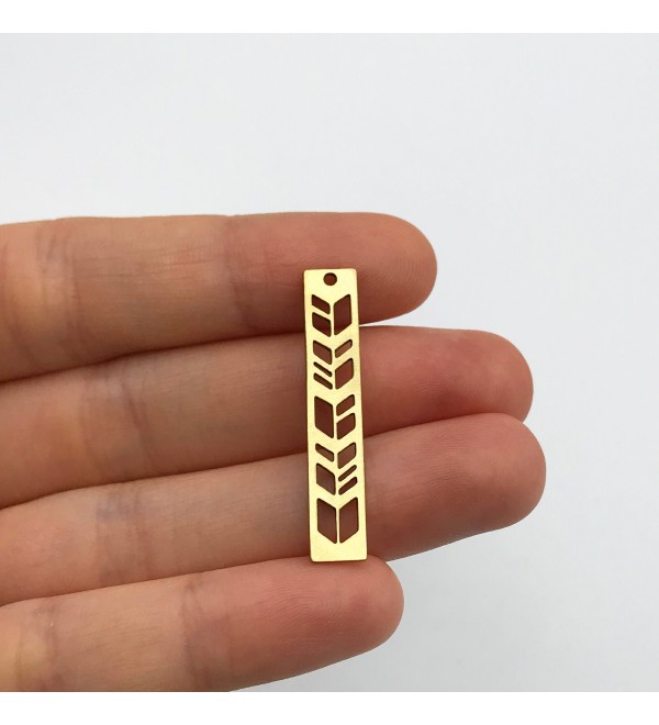 Raw Brass Rectangle Geometric Bar Charm, Geometric Bar Pendant, Brass Earring Findings, DIY Charms Laser Cut Jewelry Supplies RW-1323