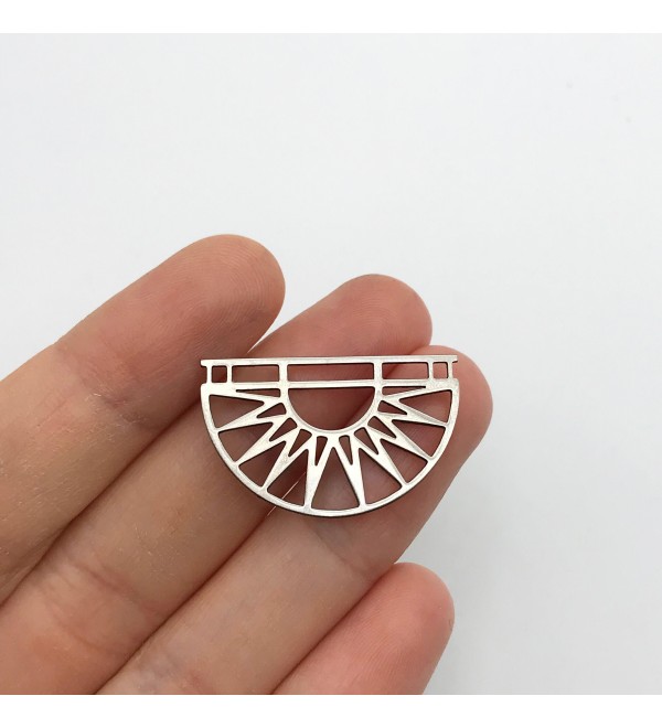 Stainless Steel Sun Charm, Semi Circle Sun Pendant, Steel Jewelry Connectors, Jewelry Supplies, Sun Necklace Charm STL-3011