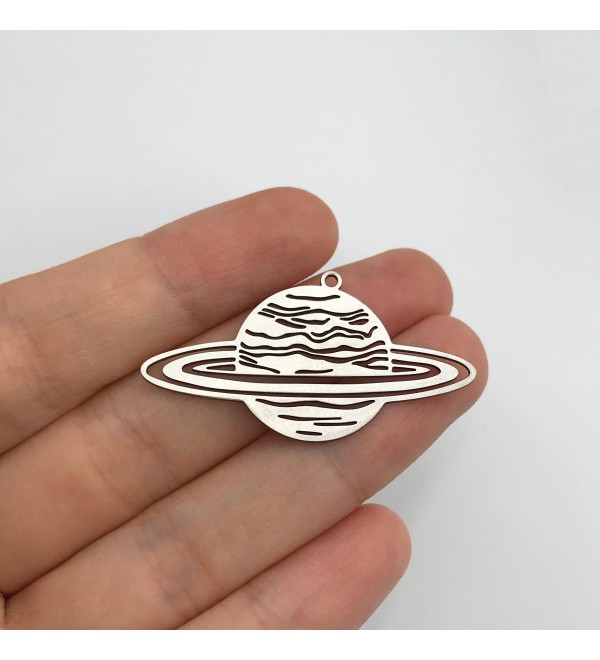 Stainless Steel Saturn Charm, Saturn Pendant, Planet Charm, Earring Charms, Celestial Charms, Laser Cut Jewelry Supplies STL-3332