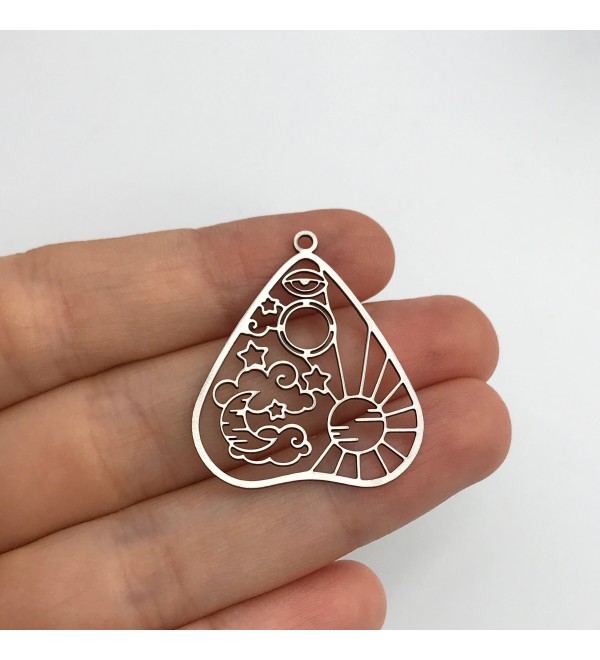 Stainless Steel Ouija Board Charm, Heart Celestial Charm Pendant, Celestial Earring Charms, Laser Cut Jewelry Supplies STL-3248