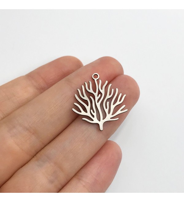 Stainless Steel Coral Charm, Coral Reef Pendant, Sea Charms, Tree Leaf Plant Charm, Earring Charms, Laser Cut Jewelry Supplies STL-3308